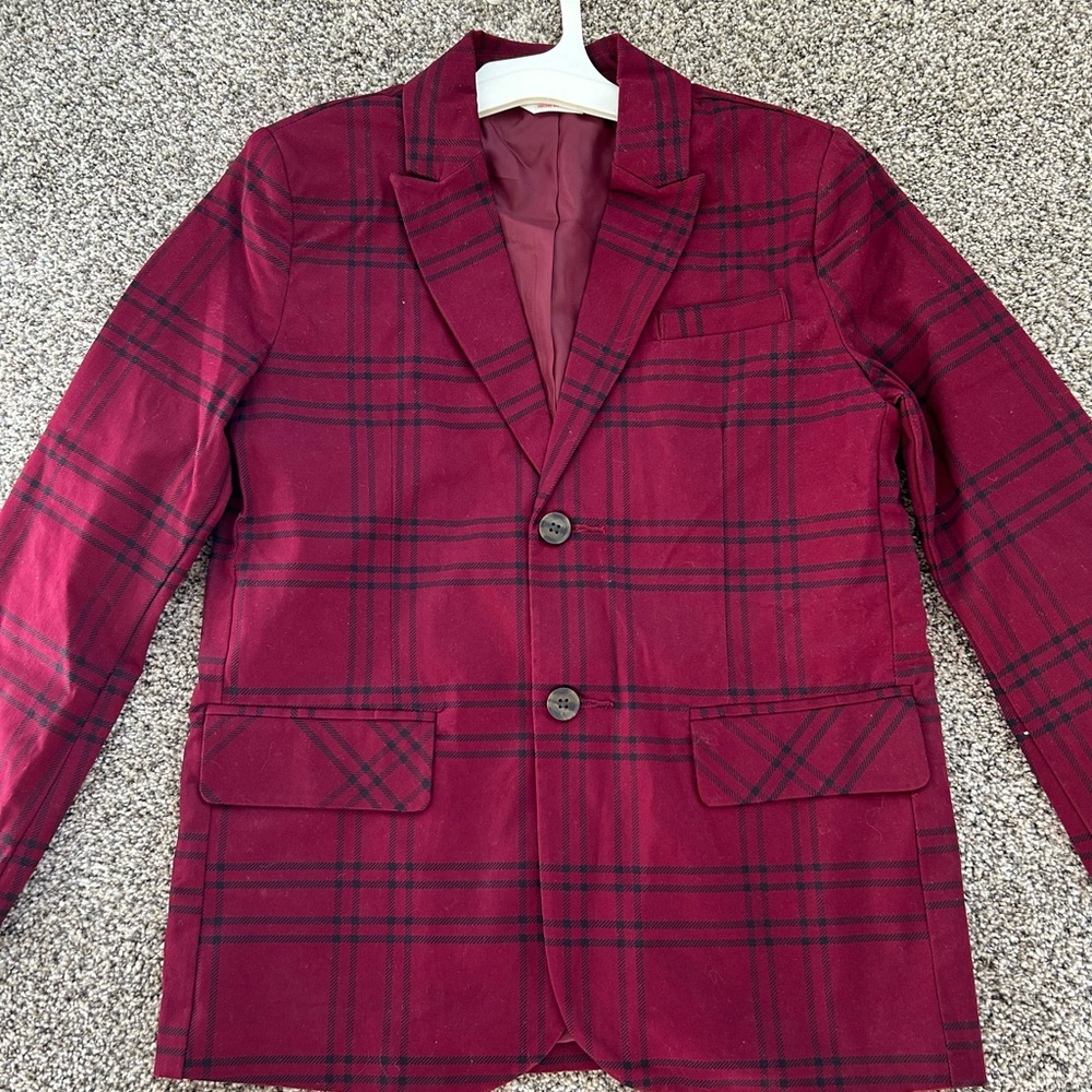 Cat & Jack Burgundy Plaid Blazer